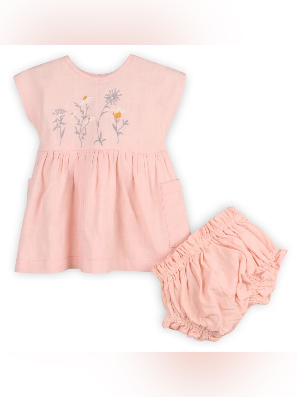 Viverano Organics Alicia Embroidered Daisy Dress & Bloomers • Organic Muslin